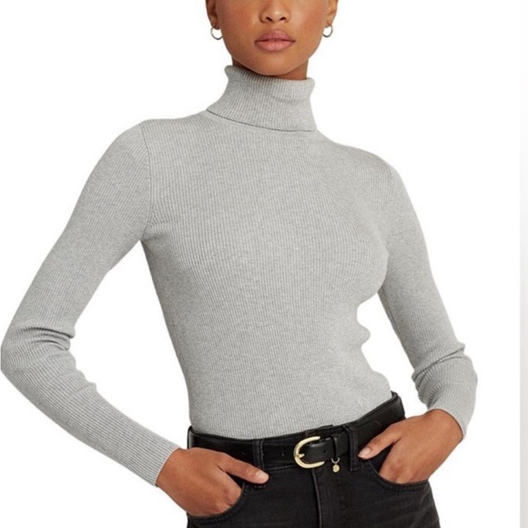 ❗️Ralph Lauren Ribbed Silver/ Grey Turtleneck Sweater MSRP $118! - Picture 1 of 12